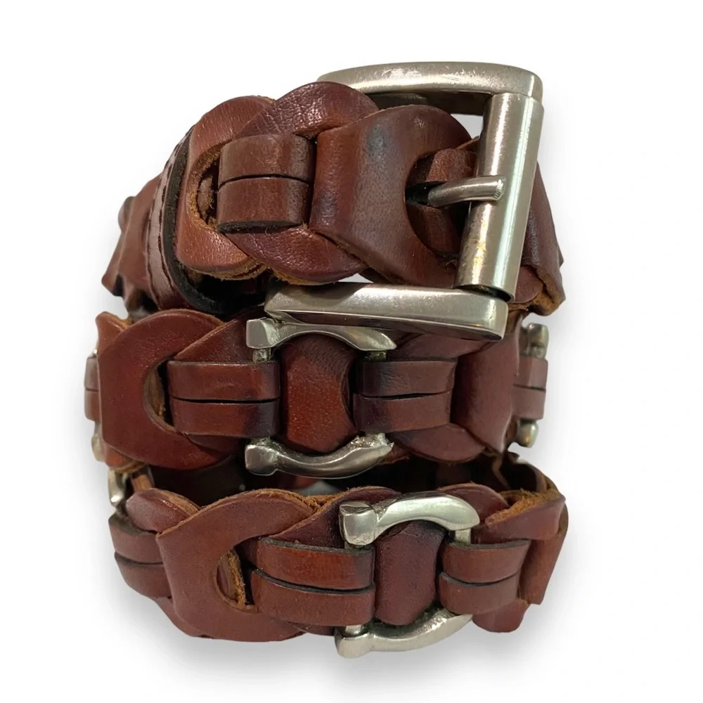 AIMEE LYNN Vintage Brown Women’s Leather Belt Leather Horseshoe bit Belt Sz M